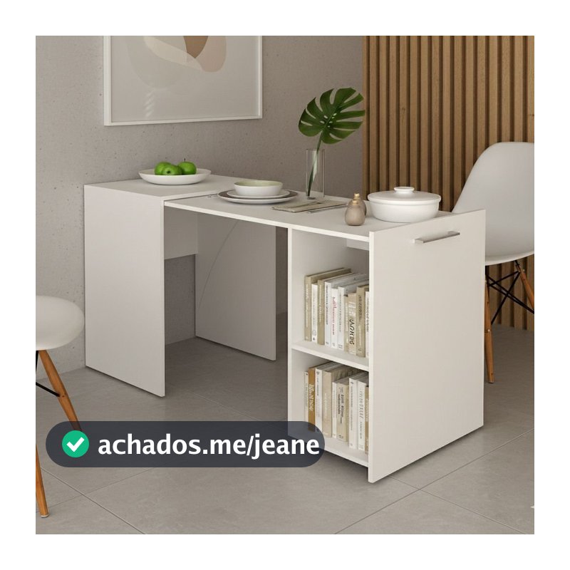 Escrivaninha Retrátil Mesa Escritório ME4170 54cm Branco Branco