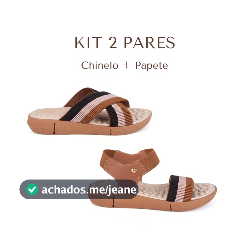 Kit 2 Pares Chinelo + Sandália Feminina Ortopédica Palmilha Massageadora Casual Leve Macio Confortável Sola de Eva