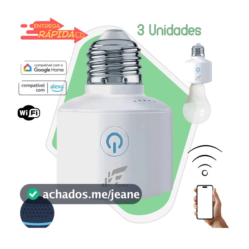 Soquete Inteligente Bocal Lâmpada Wifi Smart Alexa E27 Bocal de lampada Bivolt 1, 2 ou 3