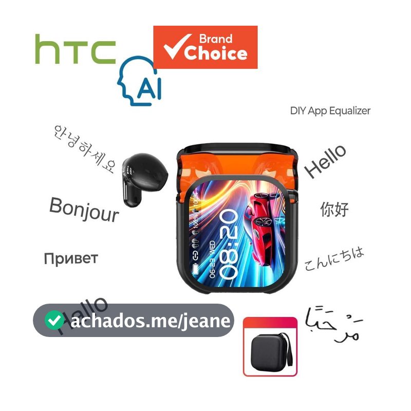 HTC NE20 Fones De Ouvido Bluetooth 6.0 AI Tradução Ao Vivo Tela LED Inteligente HiFi Qualidade De Som Tecnologia De Canc