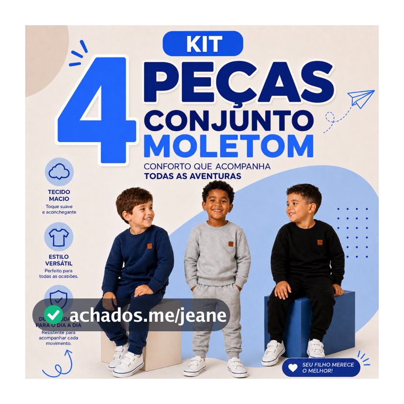 Kit 2 Conjuntos MOLETOM LISO MENINO Infantil Masculino Conjunto Inverno Roupa Casual Resistente Cores Sortidas