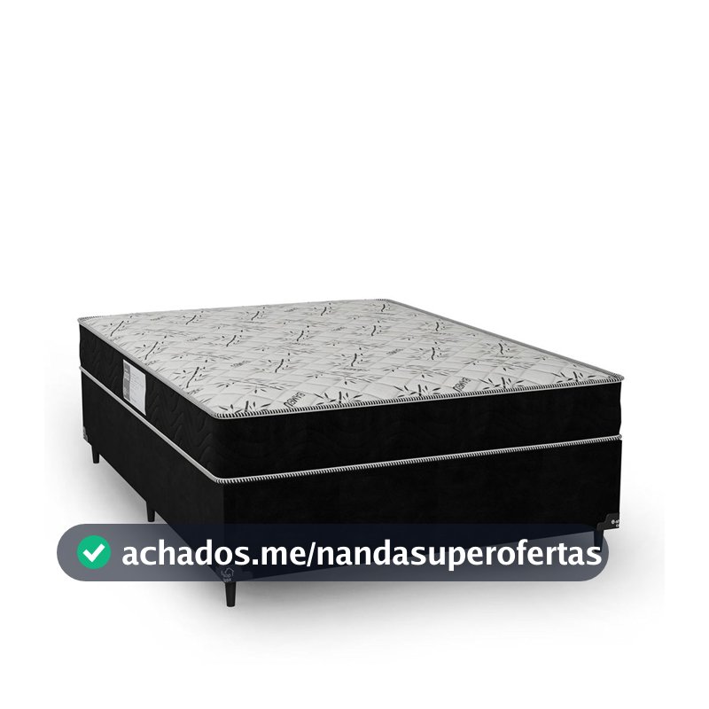 Cama Box Casal + Colchão D33 One Face - Suede Preto - e-Shop Casa