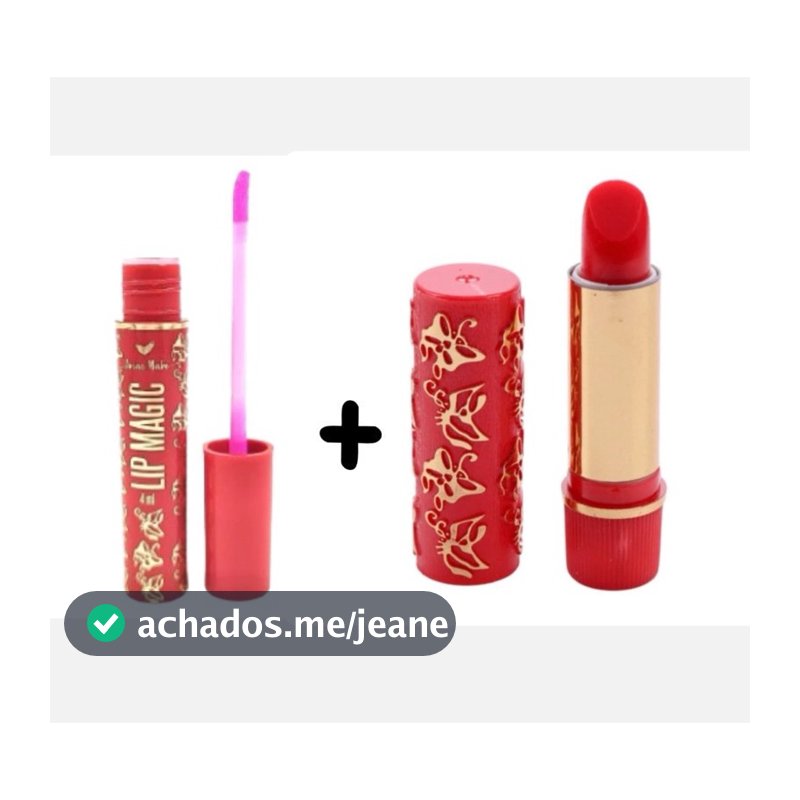 Kit2 Mágico Da Vovó - Gloss Labial Lip Magic + Batom Longa Duração 24 Horas Vovó-HOT SALE