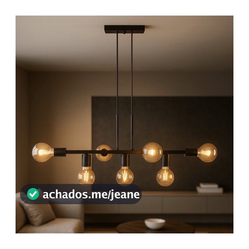 Luminária de teto Pendente Rubis para 7 Lâmpadas 68cm moderno industrial (Estilo Jabuticaba)