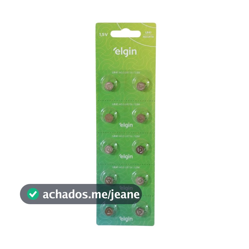 10 Baterias Pilhas Alcalina Lr41 1,5v Blister Cartela Elgin