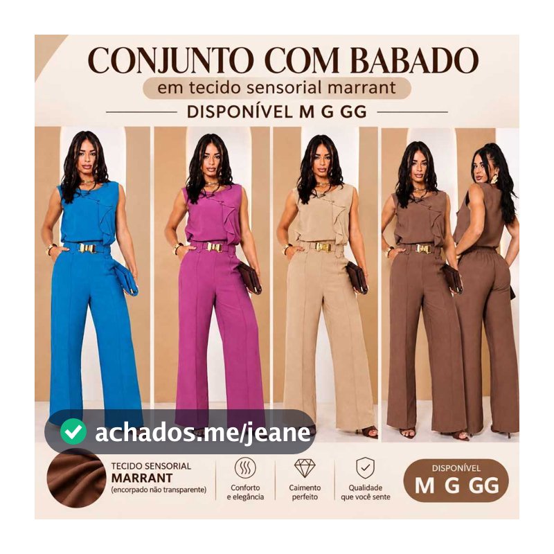 Conjunto Feminino Elegante Social Versátil,  Tecido Sensorial Marat