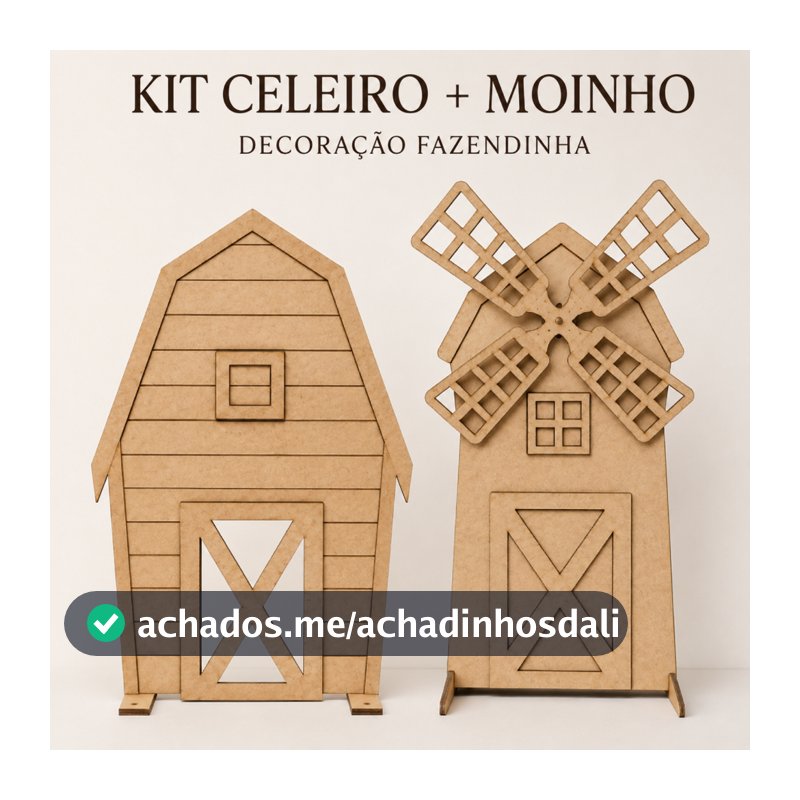 New Kit 2 Painéis em MDF CELEIRO + MOINHO FAZENDINHA Fundo de Festas e Ensaios Fotográficos Full Novidade