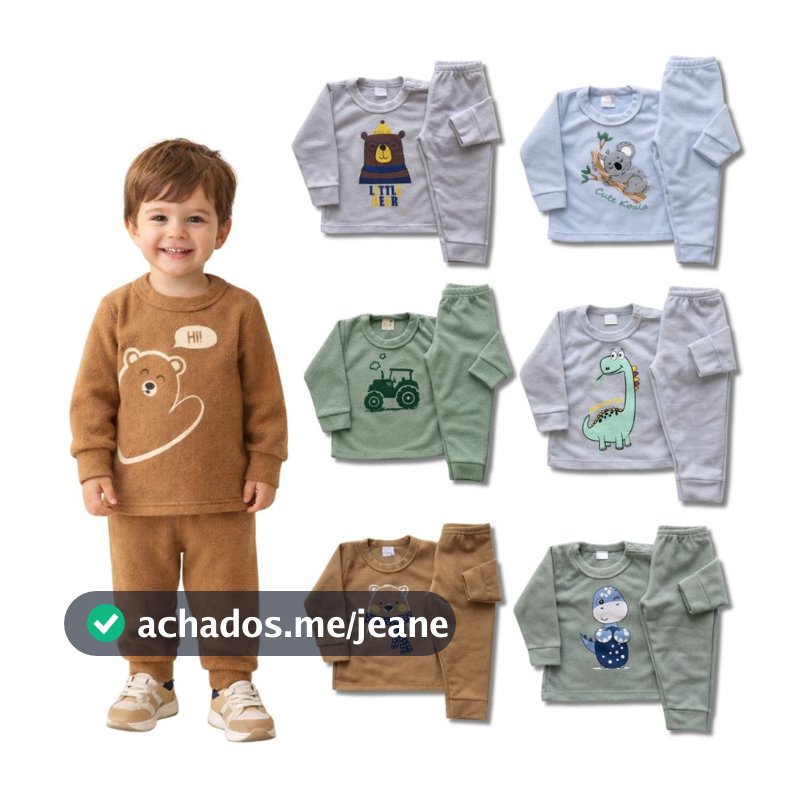 Kit 4 Peças Soft Infantil Bebê Menino Inverno Conjunto Soft 2 Blusas e 2 Calças Tamanho P ao 3 Anos