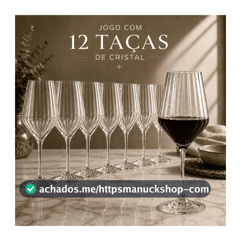 Jogo 12 Taças Cristal Ecológico 510ml Taça de Vinho Vidro Fino Elegante Premium Luxo