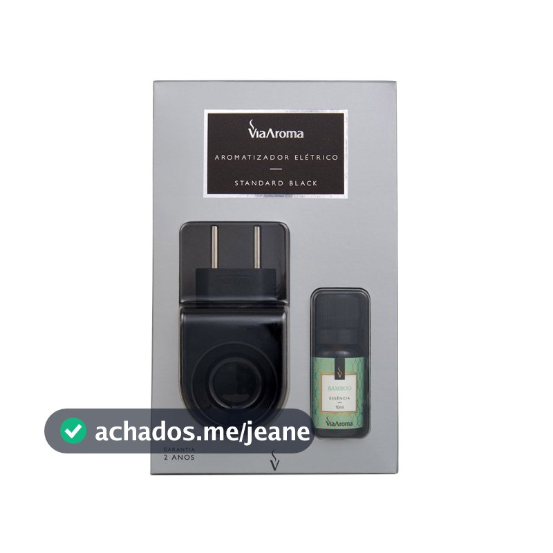 Aromatizador Elétrico Standard Black Via Aroma + Essência 10ml