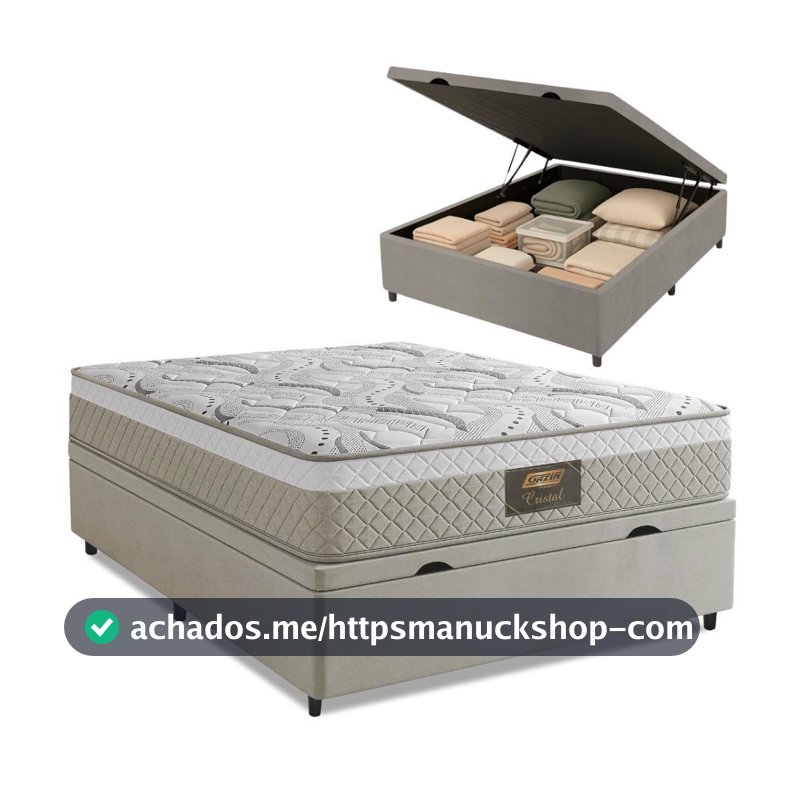 Cama Box Baú Casal Cristal Molas Ensacadas 138x188x64cm