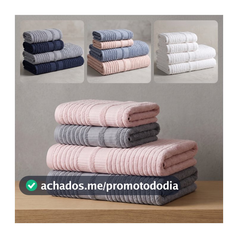 Jogo de Toalhas 4 Peças Banhão e Rosto 100% Algodão Brisa Karsten