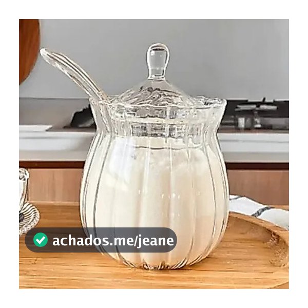 Açucareiro Lotus Vidro Com Colher Borossilicato 350ml Hauskraft