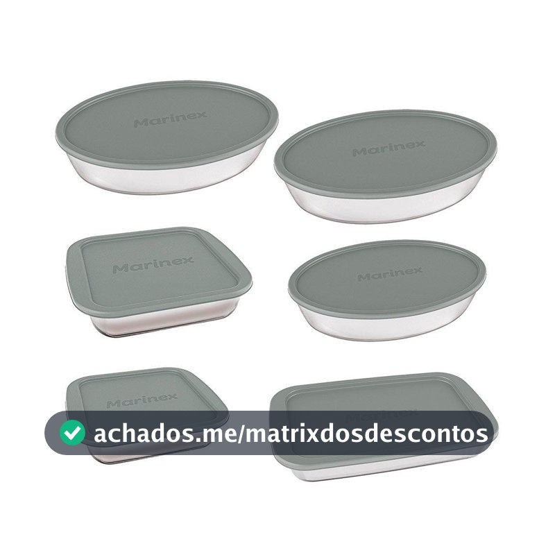 Conjunto Assadeira Marinex 1576 com Tampa Cinza 6 Peças