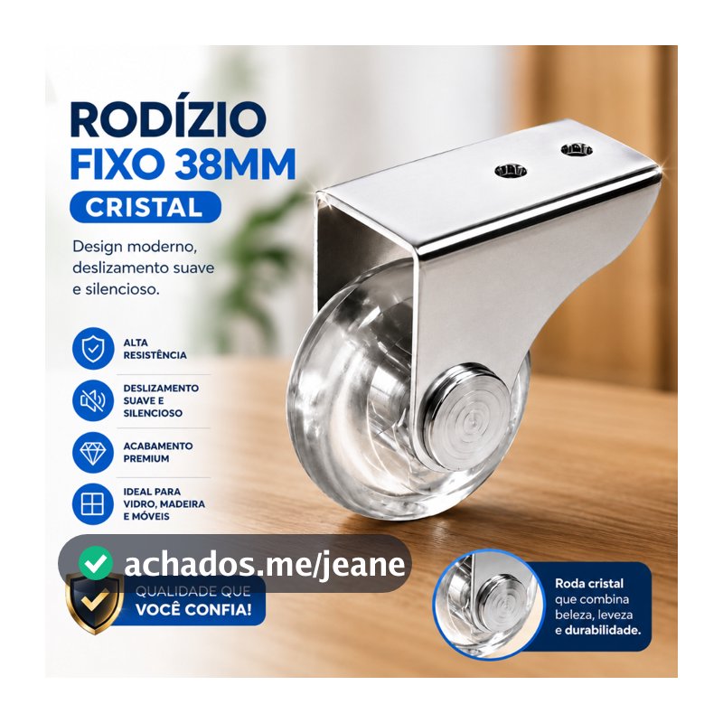Kit 4 Rodinha para Móveis Rodízio 38mm Fixo para Sofá Retrátil Mesas e Cadeiras