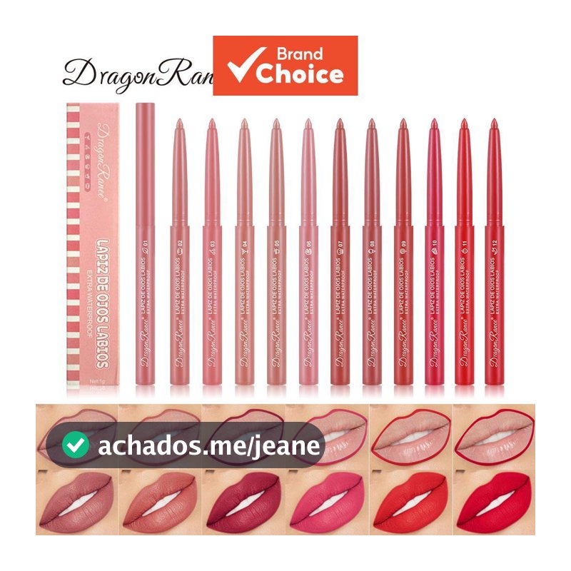 Lápis de contorno labial batom marrom escuro vermelho à prova d'água para mulheres, caneta de contorno labial fosca,