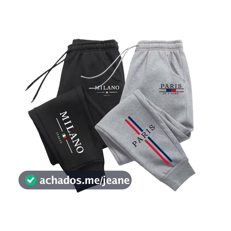 Kit 2 Calças Masculina Moletom Jogger Flanelado Com Bolsos Novidade Streetwear Moda Casual Algodão