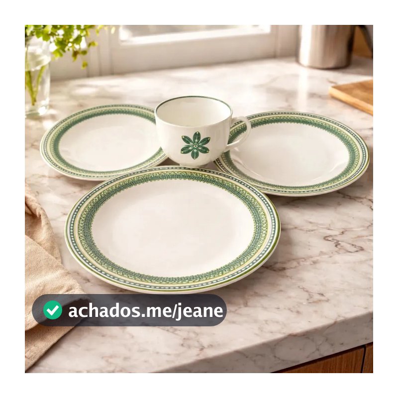 Conjunto de Jantar Chá Aparelho Oxford Donna Sossego Campestre 20pçs Cerâmica