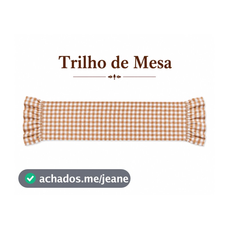Trilho com Babado Caminho Passadeira Centro de Mesa Oxford Xadrez Farm House 45x145cm