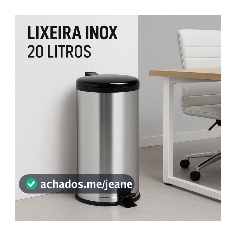 Lixeira Inox 20l Pedal Tampa Antiodor Cozinha Banheiro Preta Preto