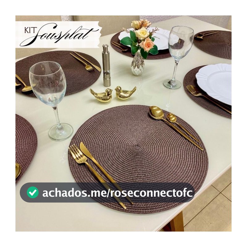 Kit 4/6 Peças Jogo Americano Redondo Sousplat Cozinha Jantar Descanso de Prato Sousplat Cozinha