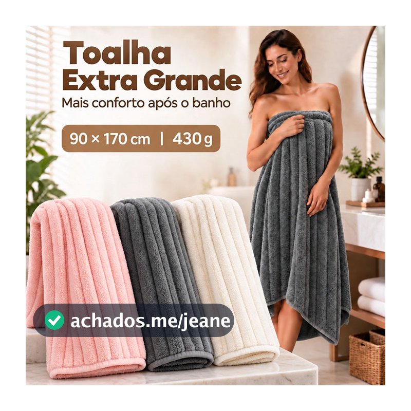 Toalha de Banho Extra Grande 90x170cm Felpuda Macia Alta Absorção Secagem Rápida Toalha de Praia