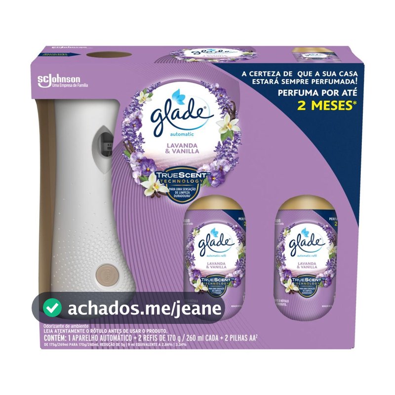 Odorizador de Ambiente Glade Automatic + 2 Refis Lavanda e Vanilla 260ml