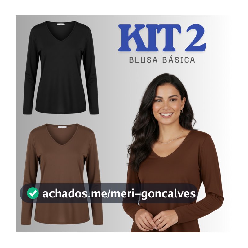 Kit 2 Blusa Feminina Manga Longa Básica Viscolycra Conforto e Estilo | Têndencia | Meia estação