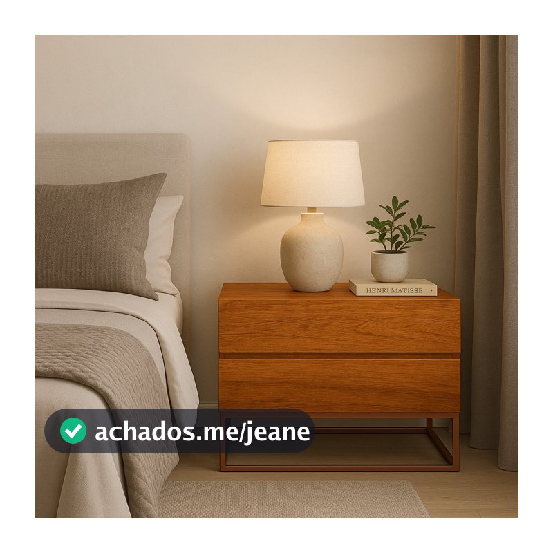 Mesa De Cabeceira Retrô Alto Padrão Com 2 Gavetas Base Cobre