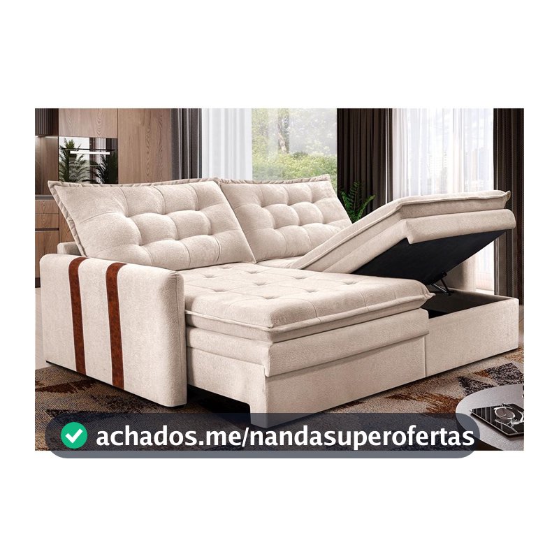 Sofá Baú Sem Caixa Retrátil 2,00m SoftGel Petit Boucle Bege Claro Cama inBox