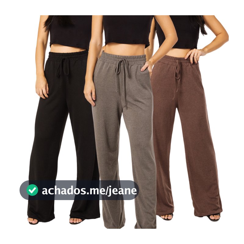 Kit 3 Calça Pantalona Feminina Flare com Bolso Cintura Alta Social Premium pra Outono/Inverno