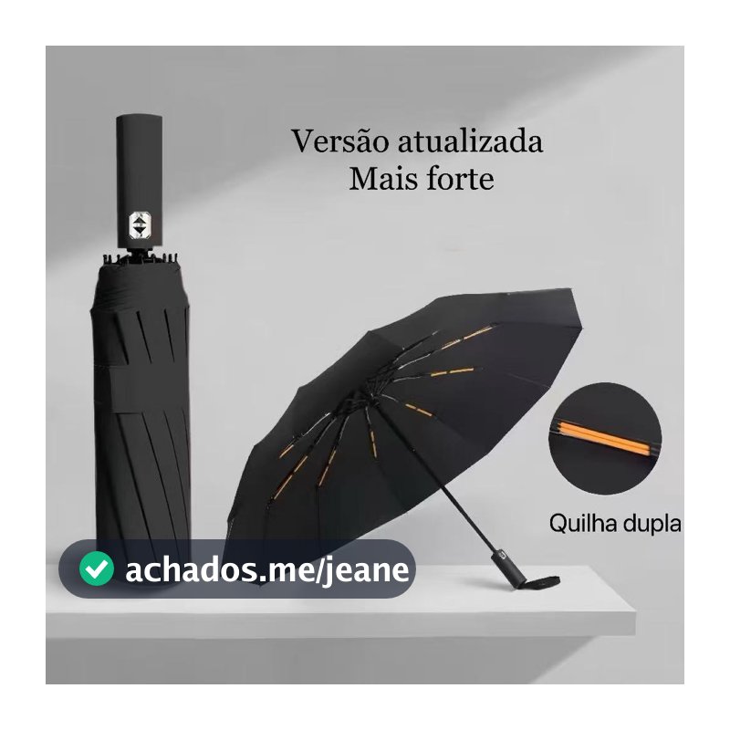 Guarda-Chuva Automático Resistente ao Vento - Abre e Fecha com 1 Botão, Dupla Vareta, Proteção UV
