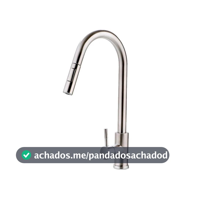 Torneira Para Cozinha Gourmet Misturador Monocomando Em Aço Inox 304 Escovado Iriri Pingoo - Prata