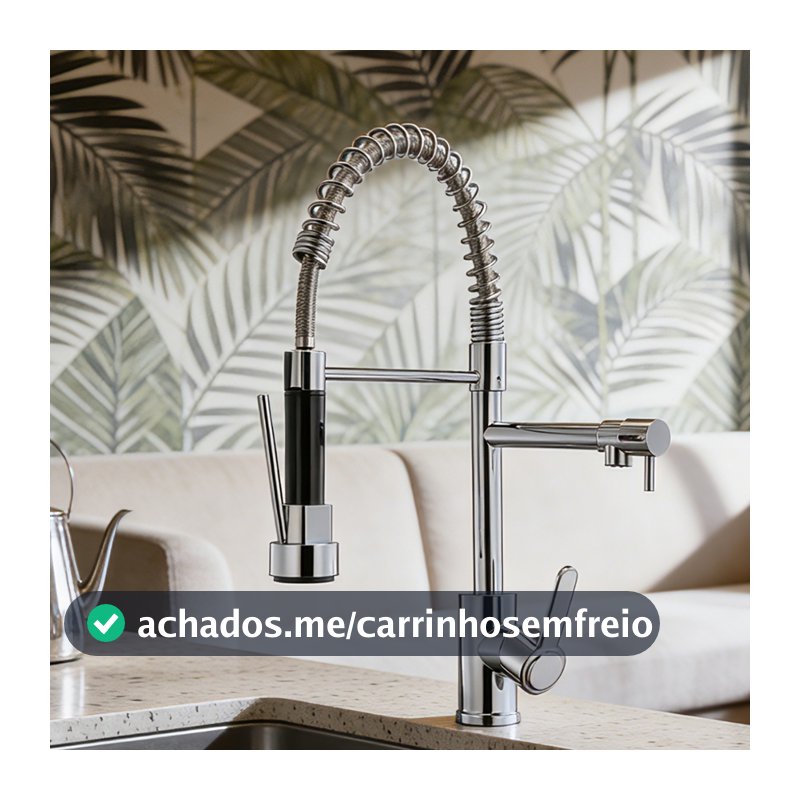 Torneira De Cozinha Gourmet De Alça Dupla MUSE Com Extensor De Spray Pull-Down , Misturador De Água Quente E Fria