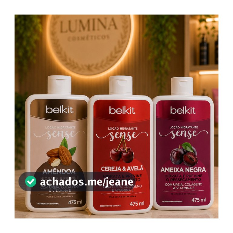 KIT Hidratante Corporal BELKIT 475ml Loção Perfume Hidratação Pele Seca Ureia Colágeno Vitamina E
