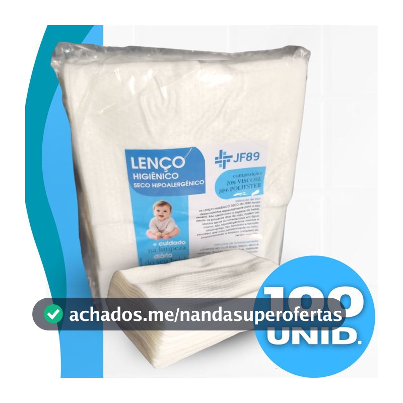 Lenço Descartável Seco para Bebê 30x20cm Higiene 100 unid.