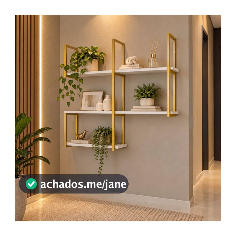 Nicho Prateleira Grande Resistente 1m x 84cm Dourada