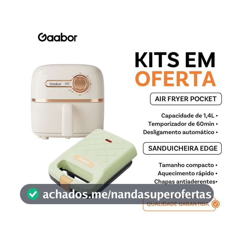 [Venda em conjunto] Gaabor Air Fryer 1,4L AF20M + + Acessórios Cozinha | Prática e Econômica