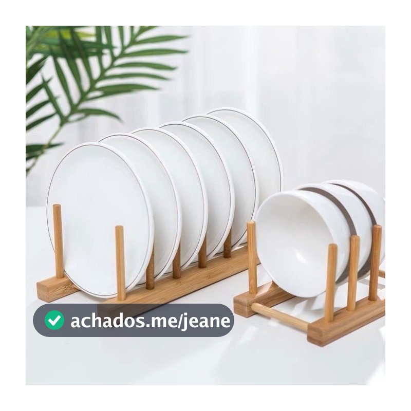 Promoção: Suporte Escorredor Porta Pratos De Bancada De Bambu 4 Divisorias 21cm x 13cm （Entrega 24 horas）