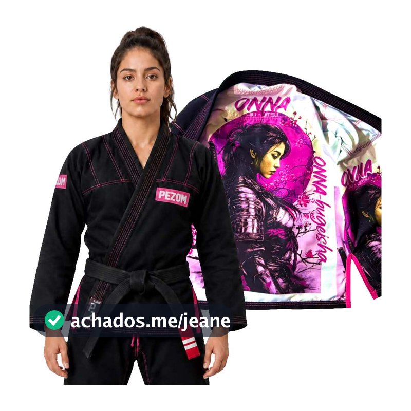 Kimono Jiu Jitsu Trançado 100% Forrado ONNA BUGEISHA Pezom e Faixa