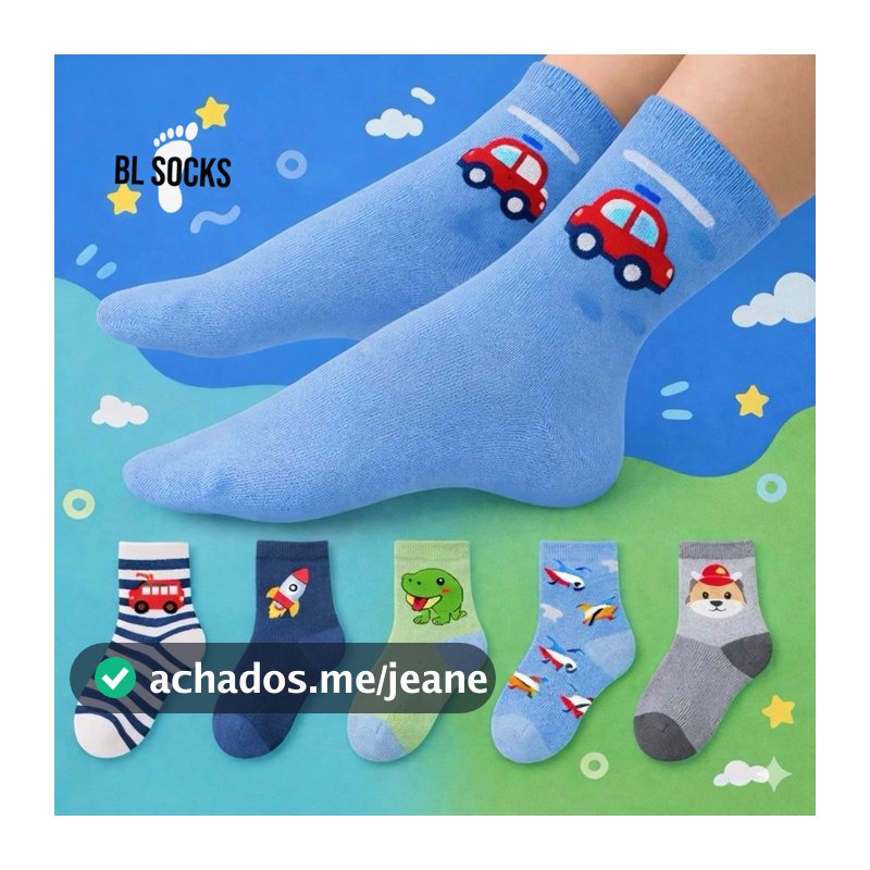 3 / 6 / 9 / 12 / 15 / 18 / 24 Pares Meias Juvenil Menino Masculina Criança Infantil ESTAMPADAS