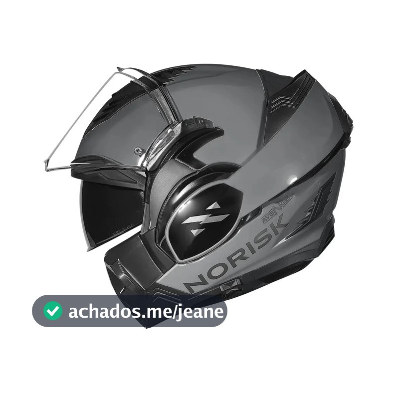 Capacete Norisk Avenger 180º Cinza Nardo Brilho Escamoteável Articulado Robocop