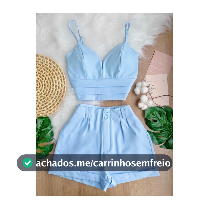 CONJUNTO FEMININO CROPPED E SHORT COM BOJO E BOLSA SP010