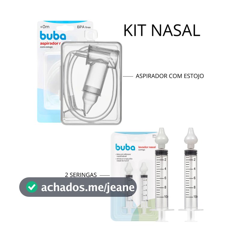 KIT Aspirador Nasal com Estojo + 2 Seringas com Ponta em Silicone BUBA