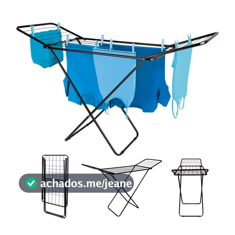 Varal de Chão com Abas Slim Preto 6216 MOR