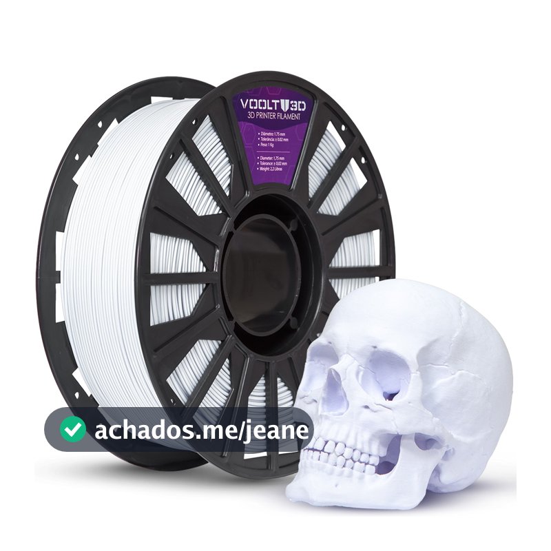 Filamento PLA Branco Velvet 1Kg 1,75mm Efeito Aveludado Para Impressora 3D FDM Voolt3D Oficial
