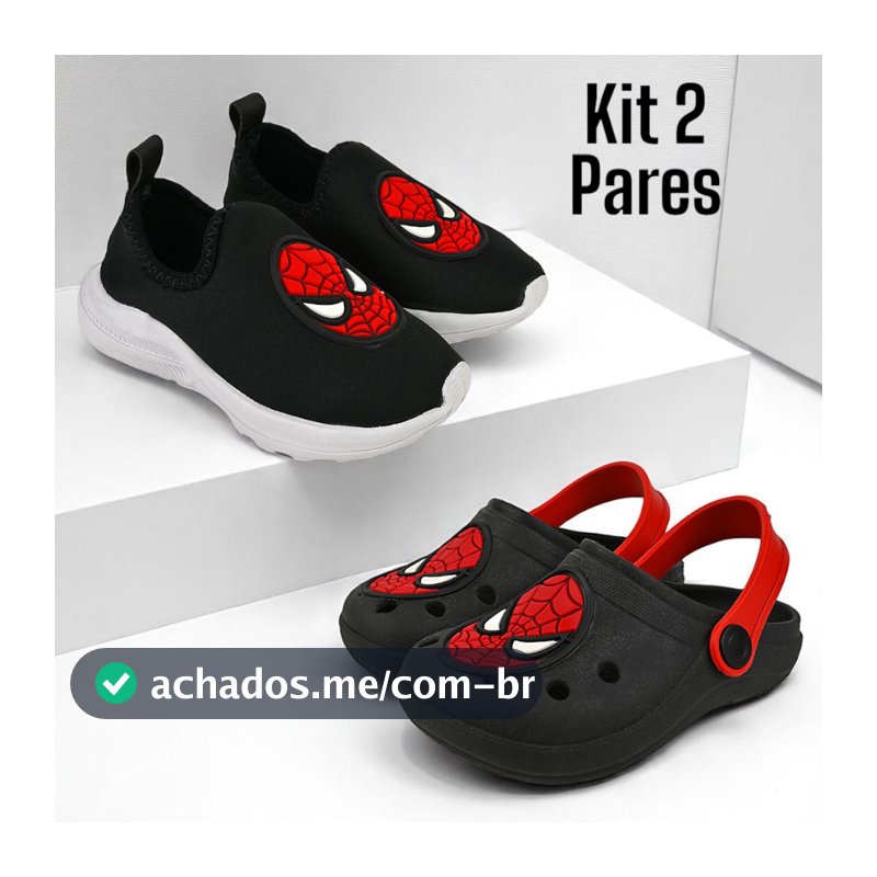 Kit 2 Pares Infantil Menino Sandália Tênis  Babuche Slide Papete  Leve Confortável Casual