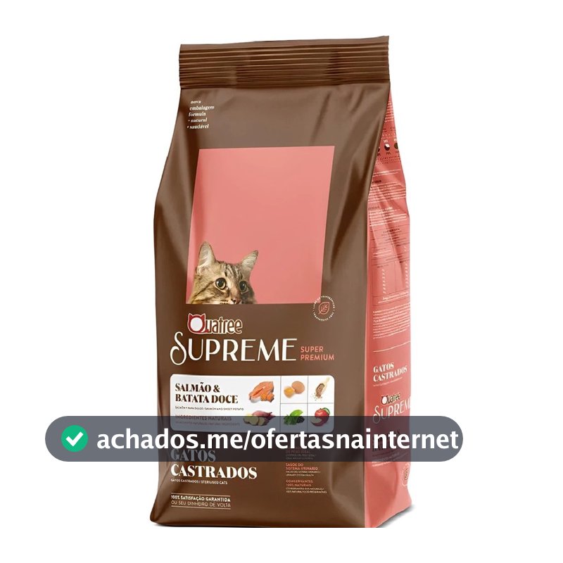 Ração Quatree Supreme Gato Castrado Salmão Batata Doce 10,1kg super premium controle de peso