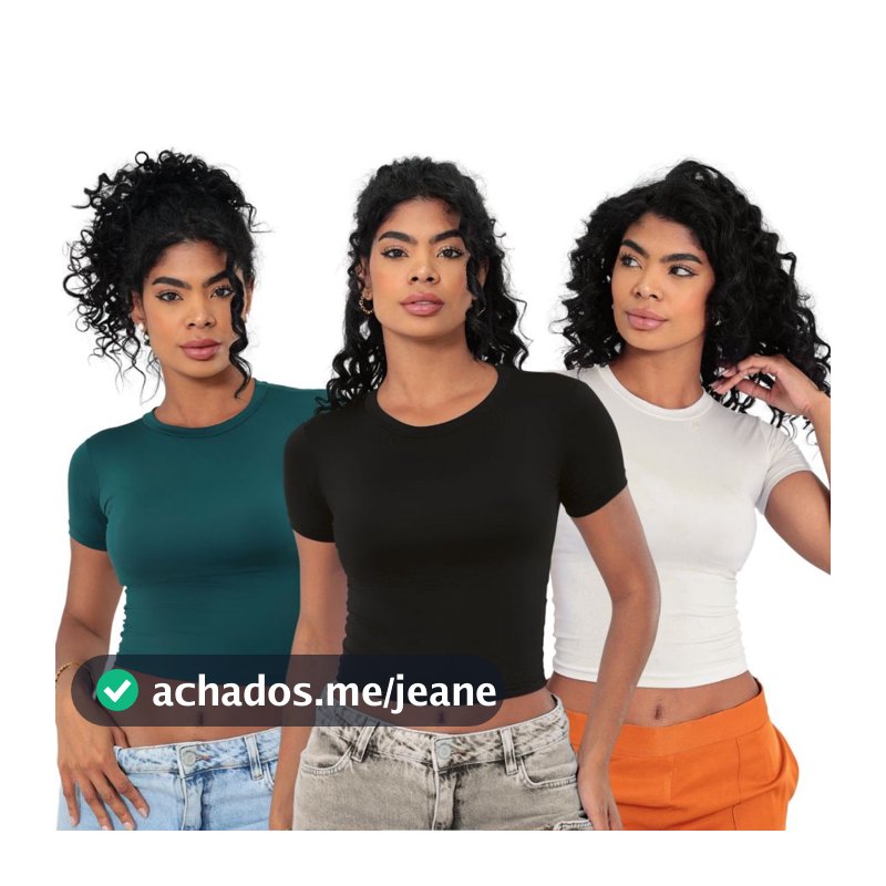 KIT 03 - Baby Tee Feminina - Blusa Slim Fit Manga Curta: Blusa de Compressão