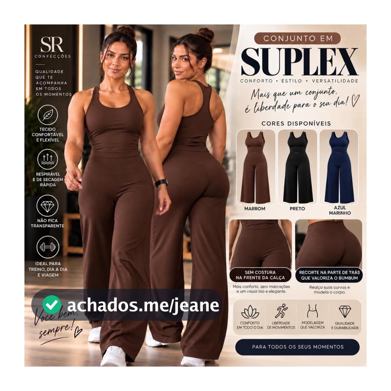 Conjunto feminino calça wide leg sem costura frontal e Regata nadadora multifuncional fitness casual